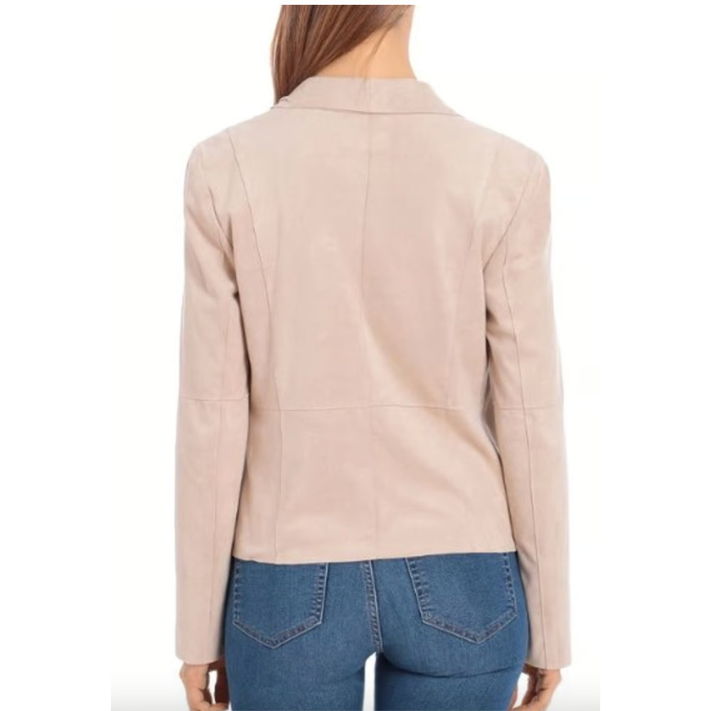 Bagatelle Faux-Suede Drape-Front Jacket‎ Blazer in Pink, Size Small - Picture 11 of 13